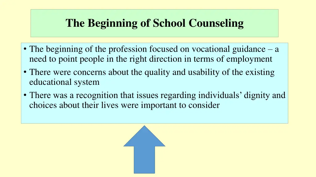 the beginning of school counseling