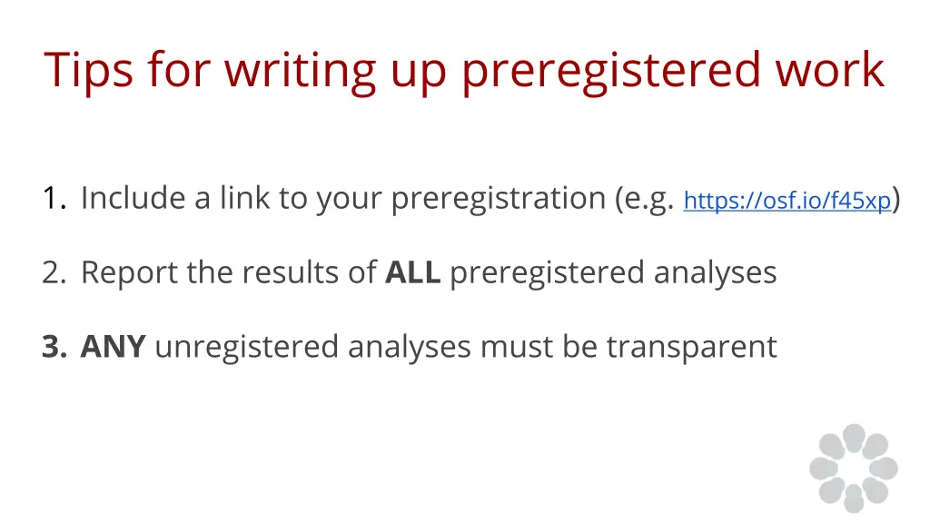 tips for writing up preregistered work