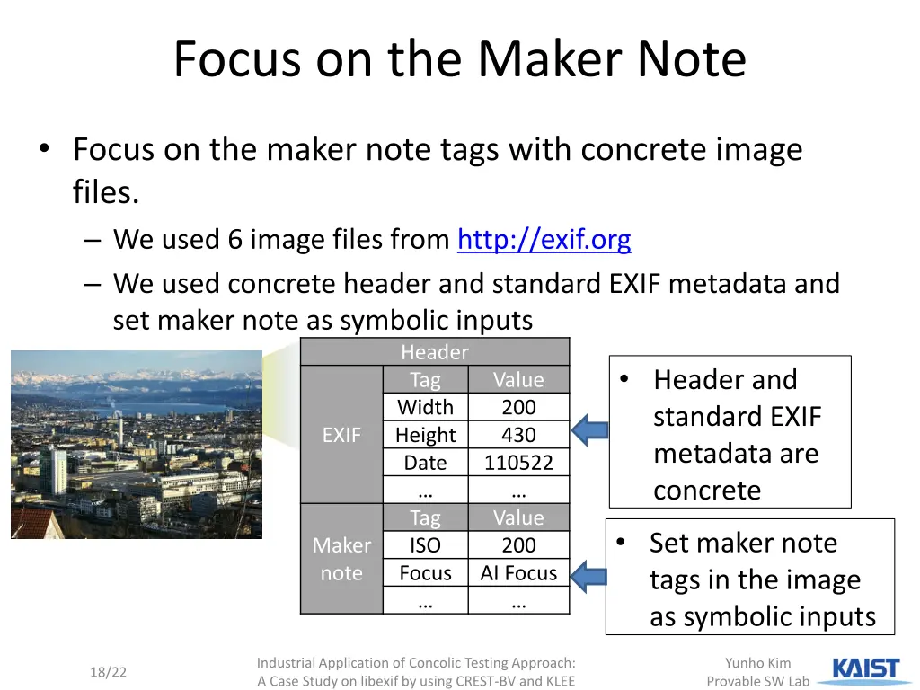 focus on the maker note