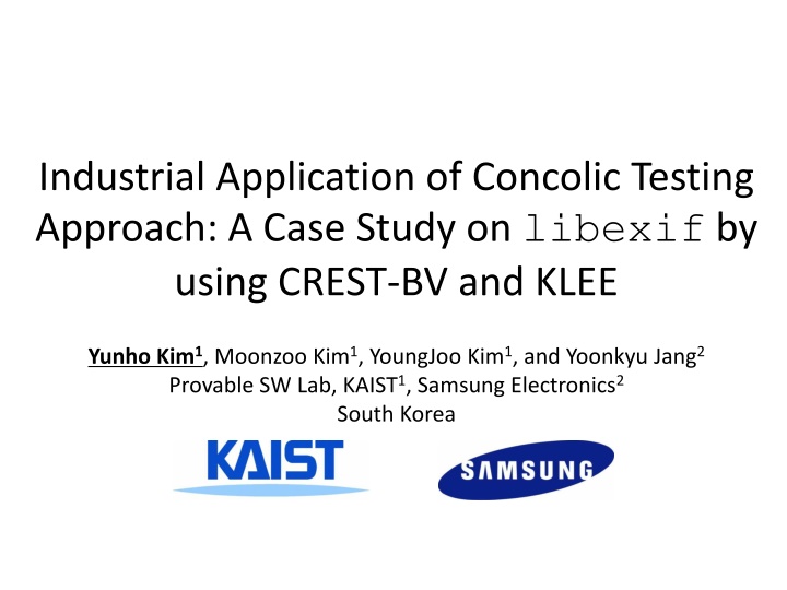 industrial application of concolic testing