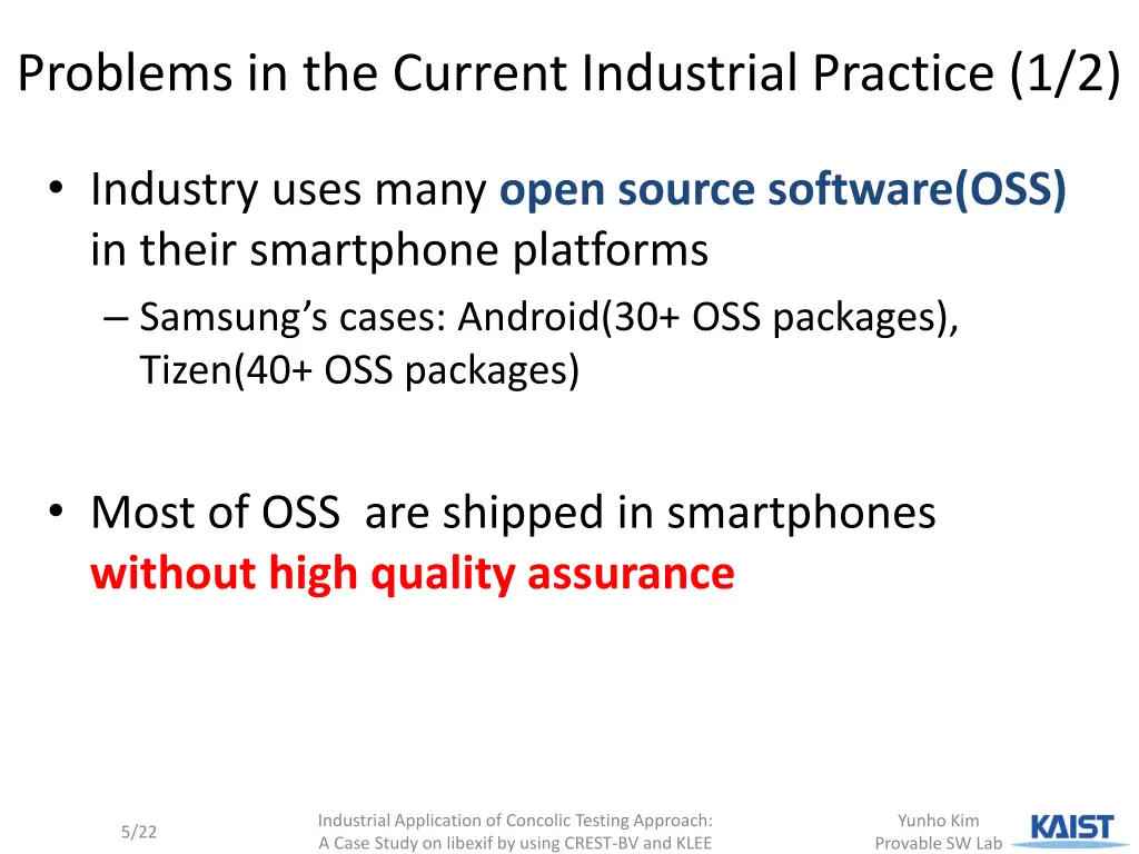problems in the current industrial practice 1 2