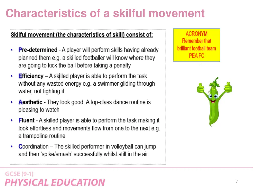 characteristics of a skilful movement