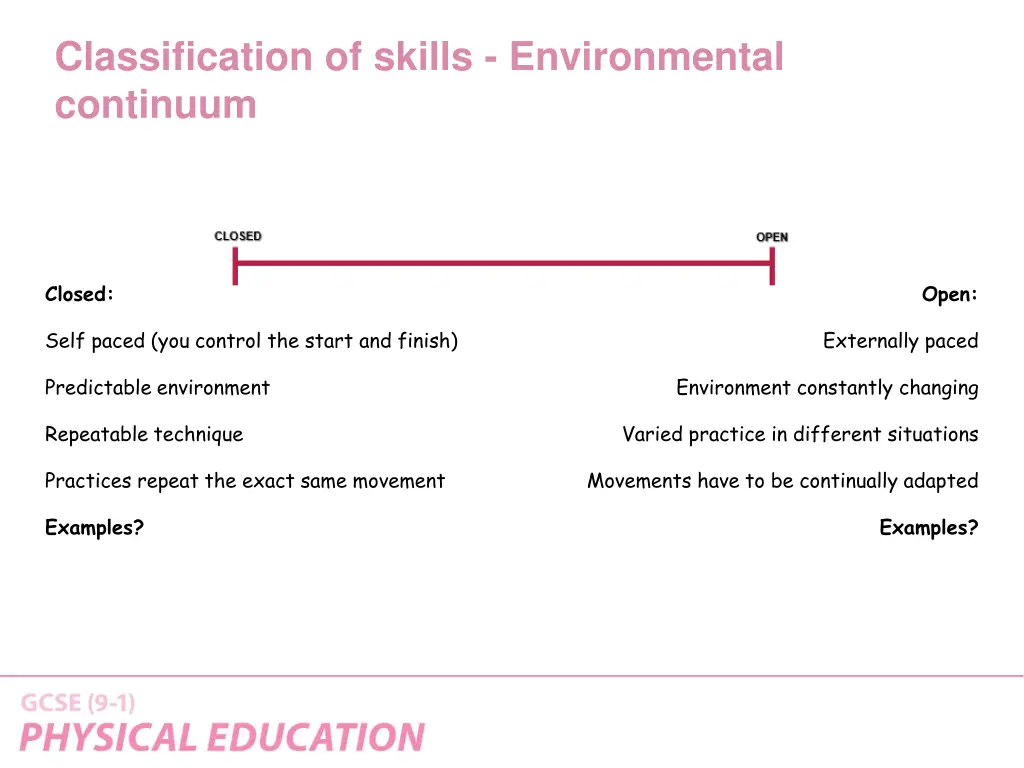 classification of skills environmental continuum