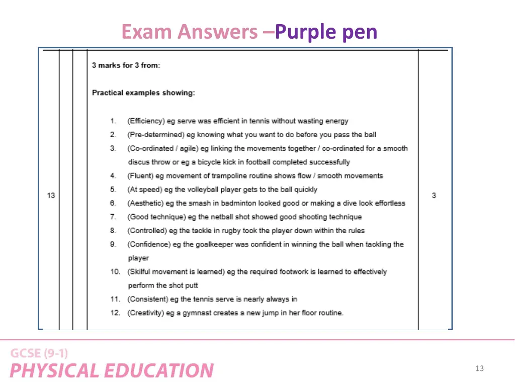 exam answers purple pen 1