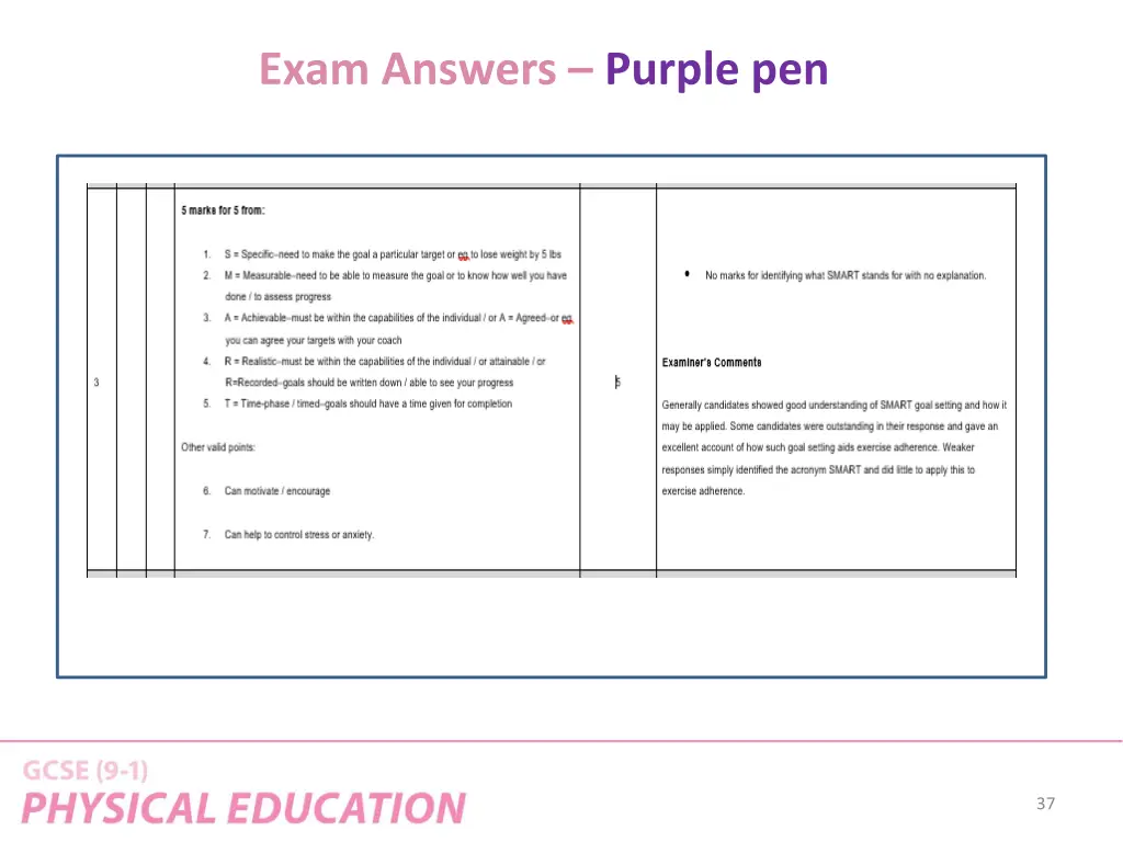 exam answers purple pen 6