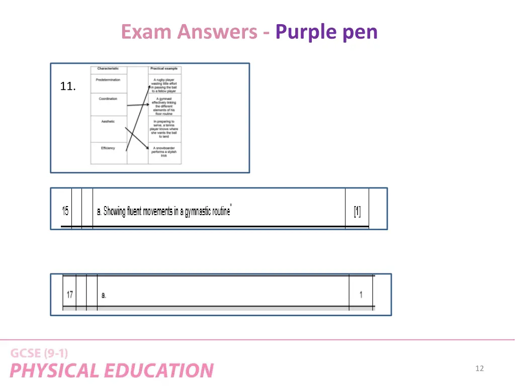 exam answers purple pen