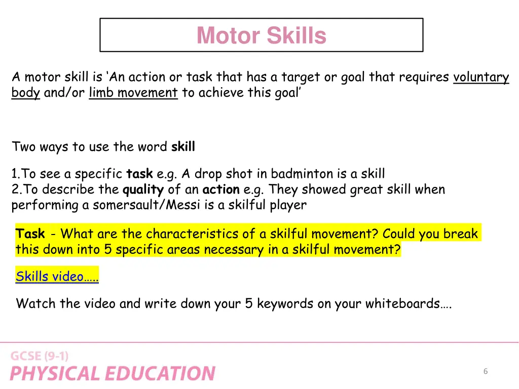 motor skills