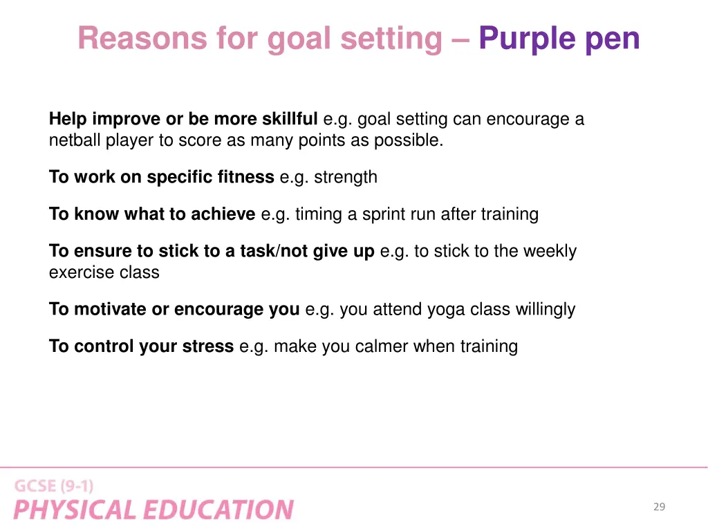 reasons for goal setting purple pen