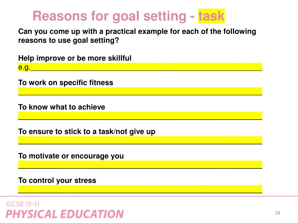 reasons for goal setting task