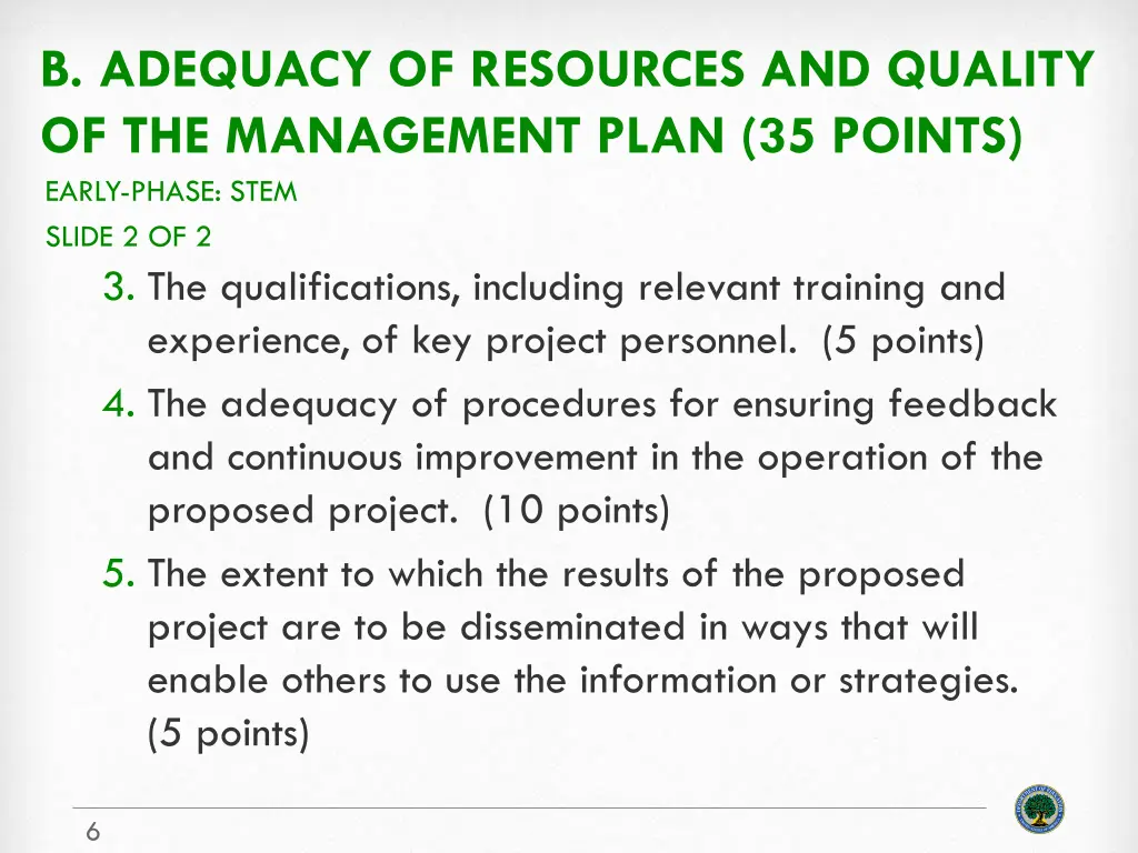 b adequacy of resources and quality 1
