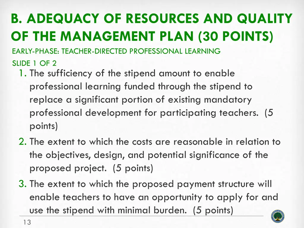 b adequacy of resources and quality 2