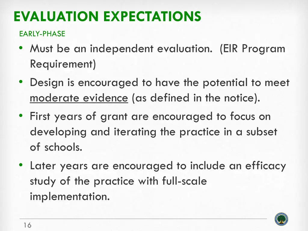 evaluation expectations