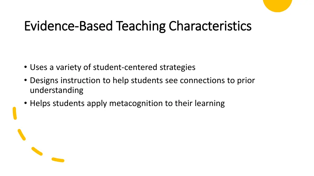 evidence evidence based teaching characteristics