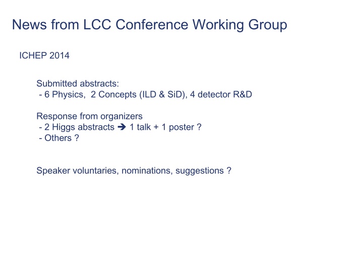 news from lcc conference working group