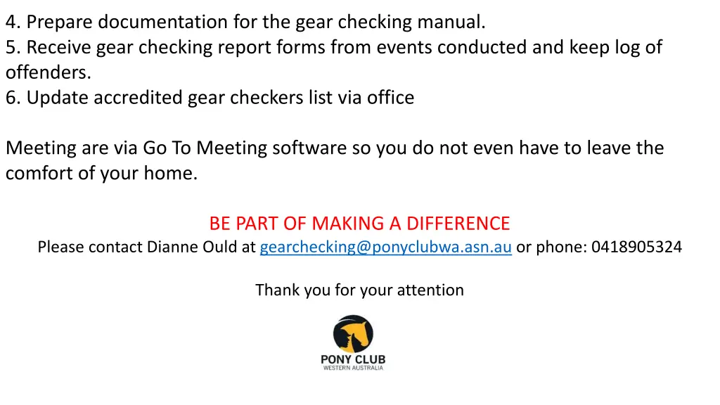 4 prepare documentation for the gear checking