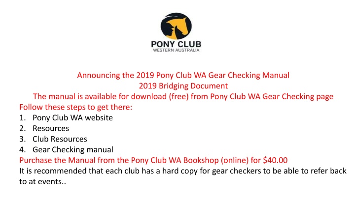 announcing the 2019 pony club wa gear checking