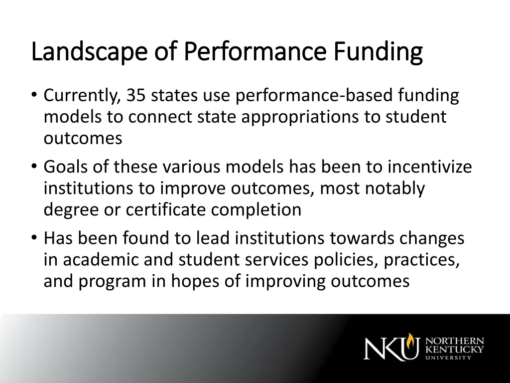 landscape of performance funding landscape