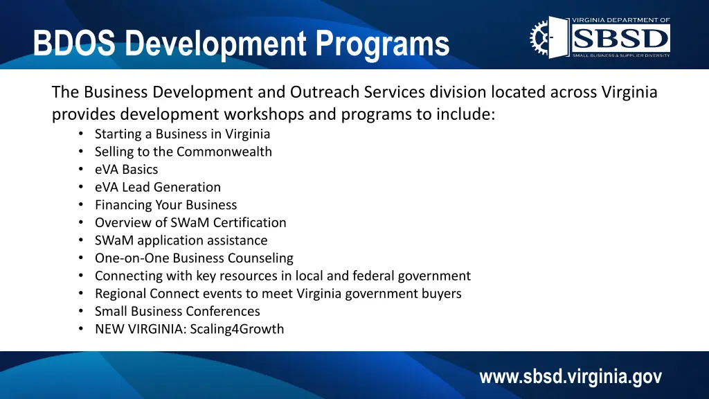 bdos development programs