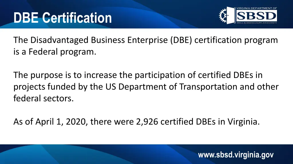 dbe certification