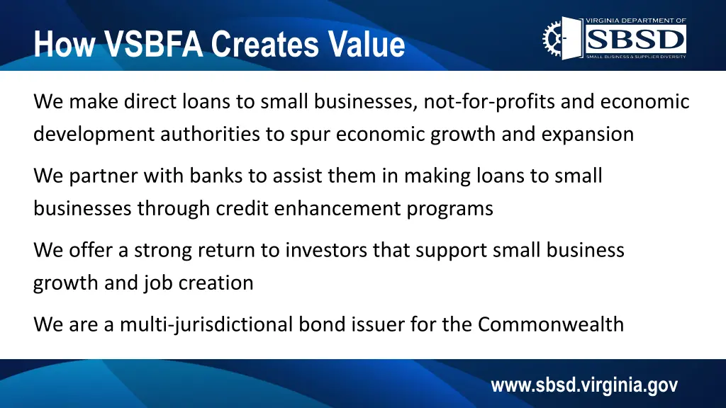 how vsbfa creates value
