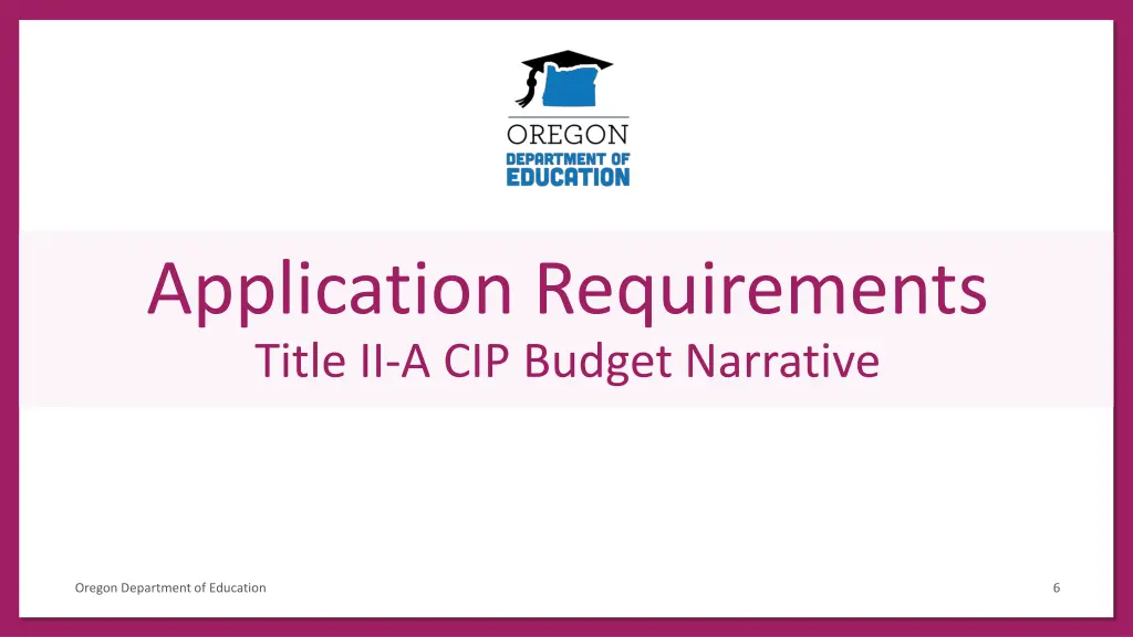application requirements title ii a cip budget
