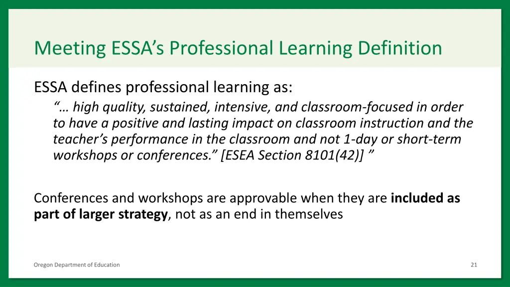 meeting essa s professional learning definition