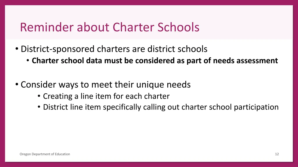 reminder about charter schools