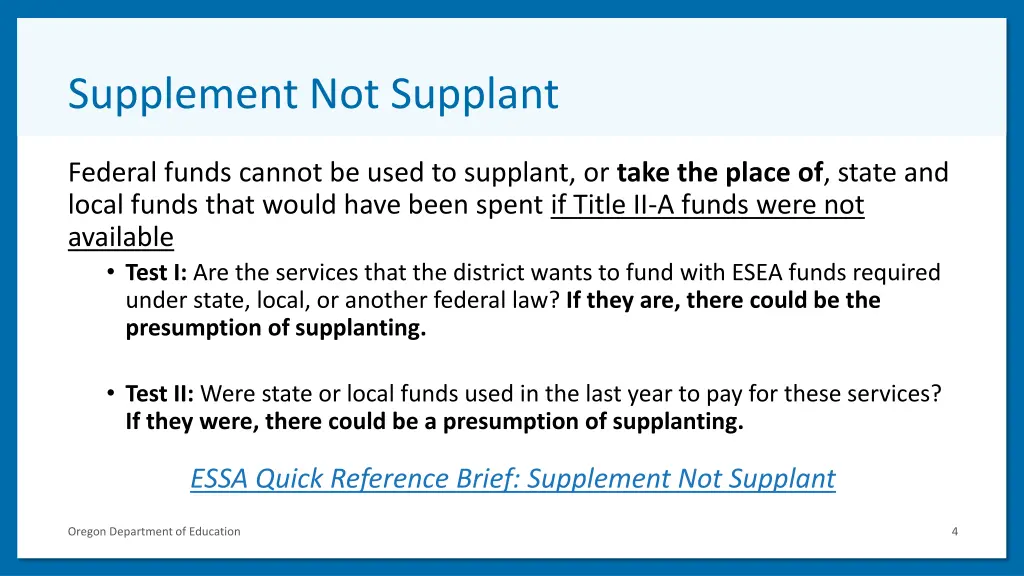 supplement not supplant