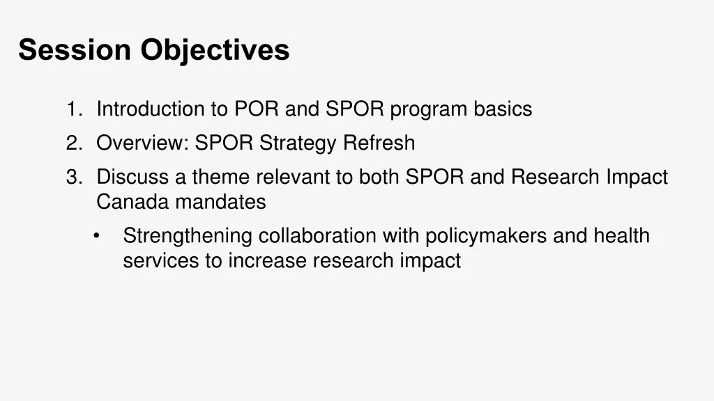 session objectives