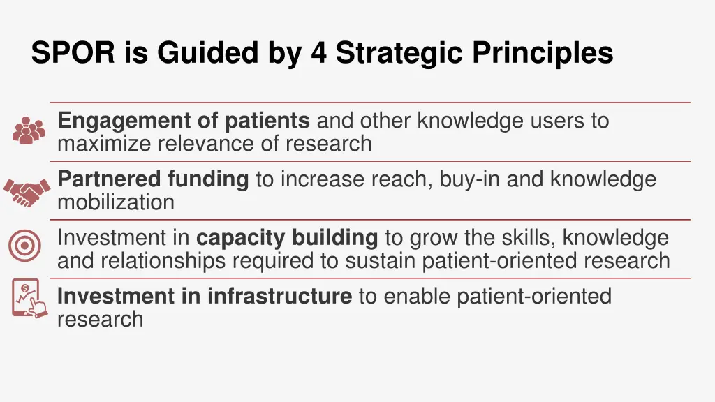 spor is guided by 4 strategic principles