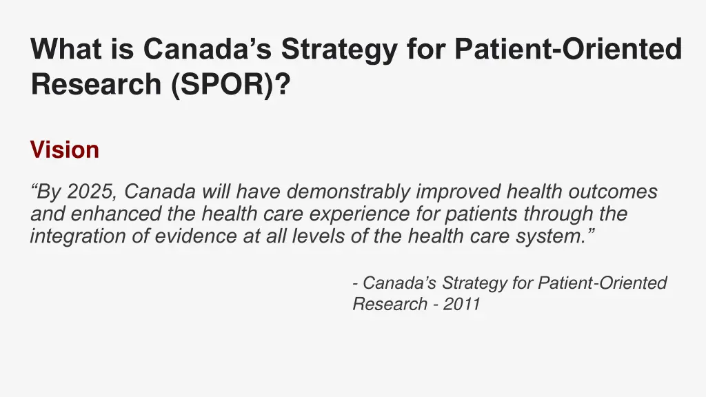 what is canada s strategy for patient oriented