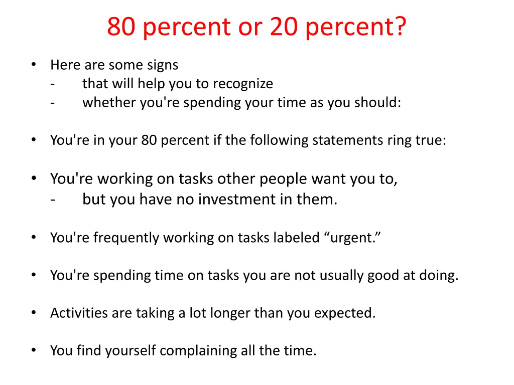 80 percent or 20 percent