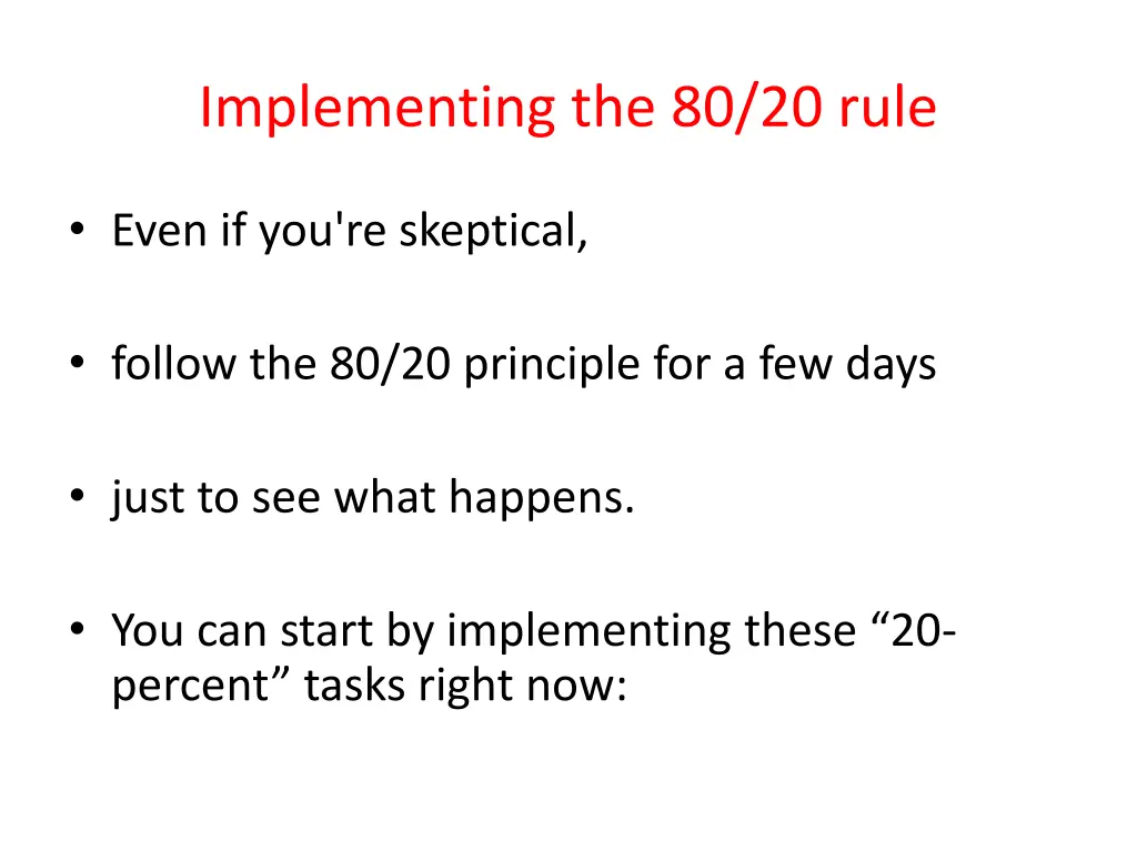 implementing the 80 20 rule
