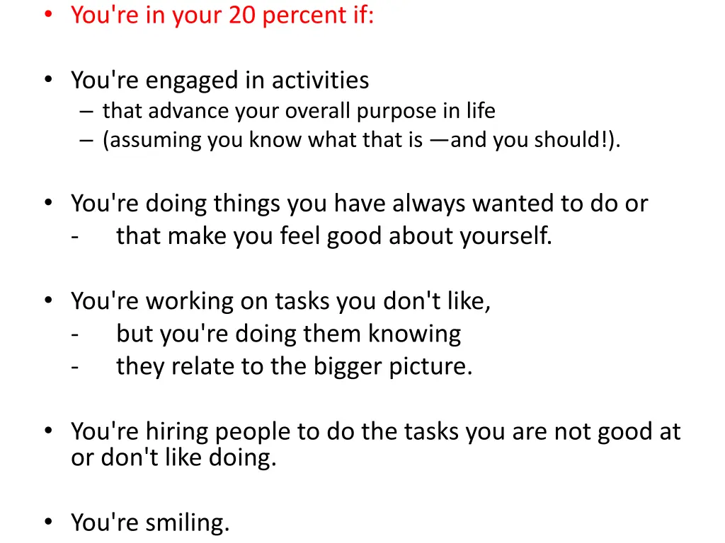 you re in your 20 percent if