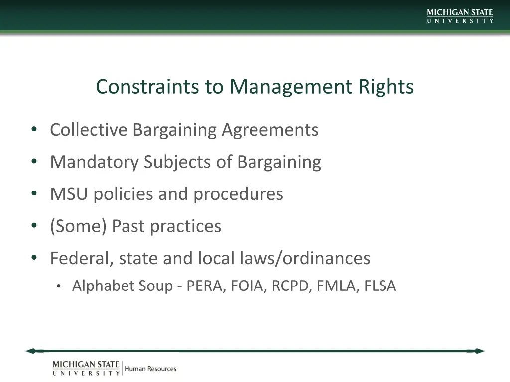 constraints to management rights