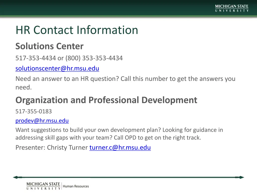 hr contact information solutions center