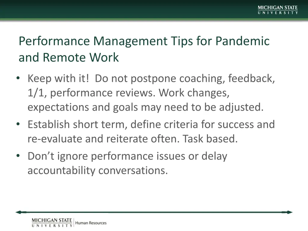 performance management tips for pandemic