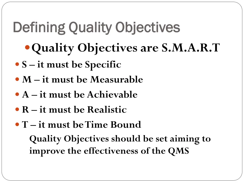 defining quality objectives defining quality