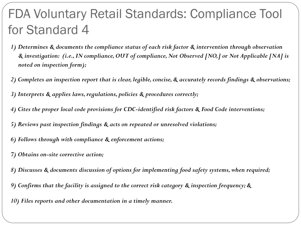 fda voluntary retail standards compliance tool