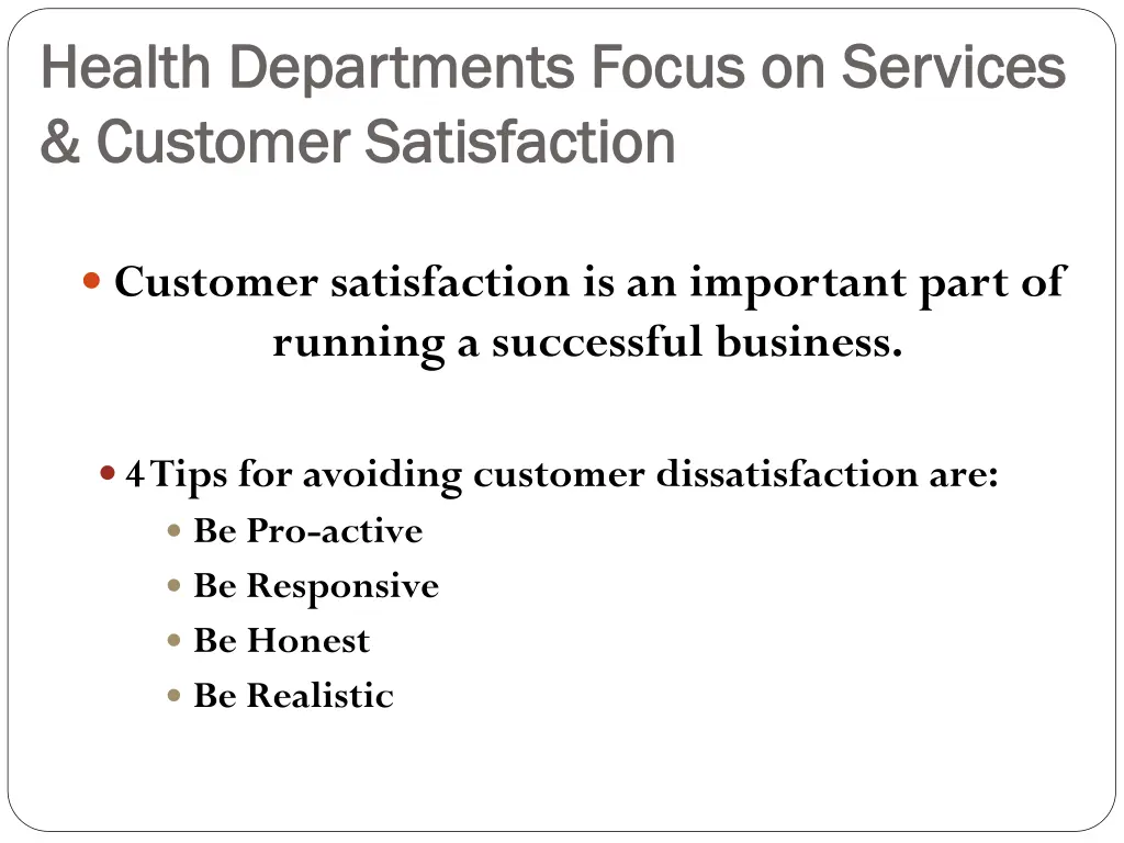 health departments focus on services health