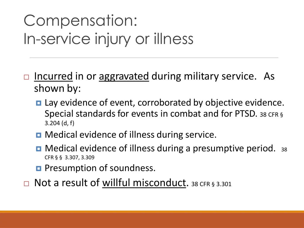 compensation in service injury or illness