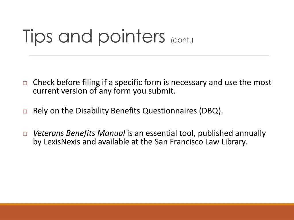tips and pointers cont