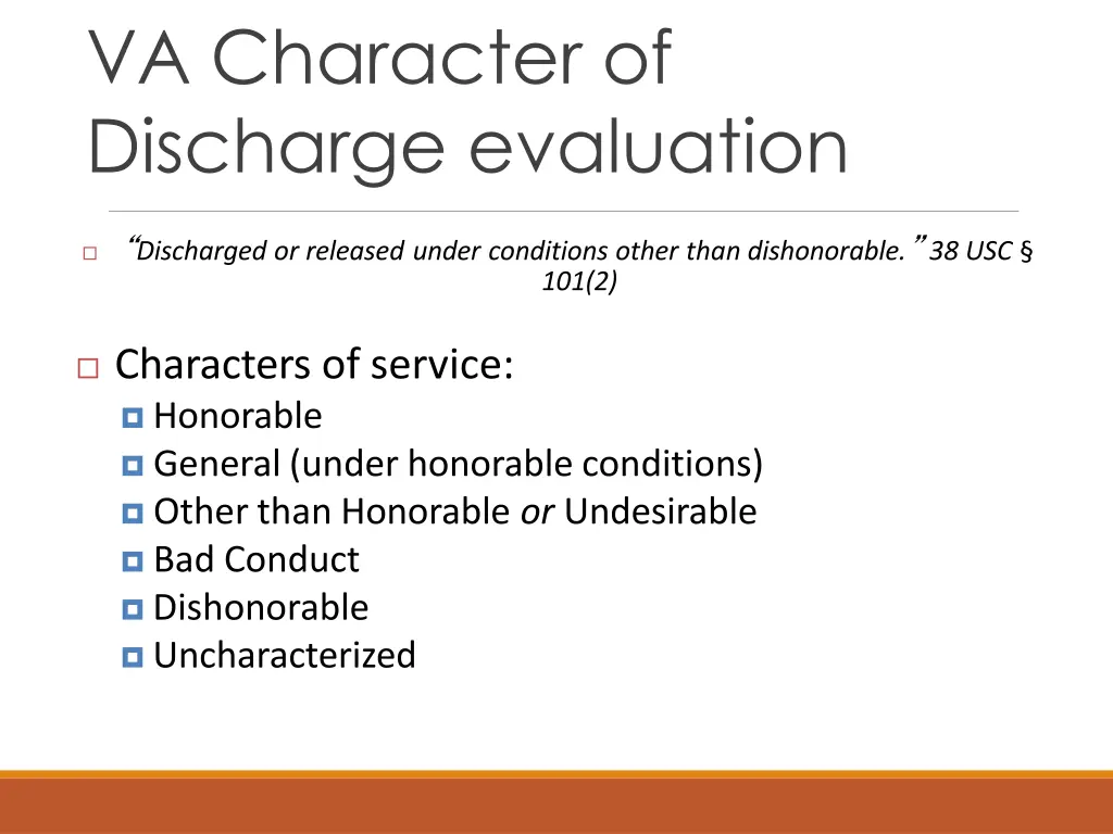va character of discharge evaluation