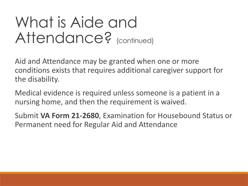 what is aide and attendance continued 1