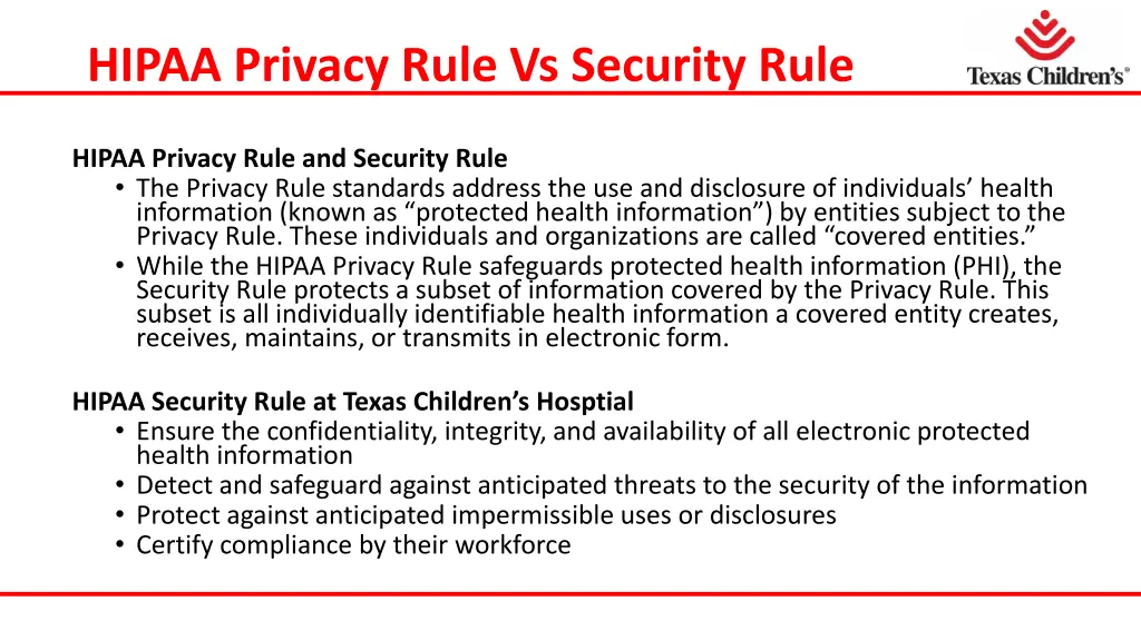 hipaa privacy rule vs security rule
