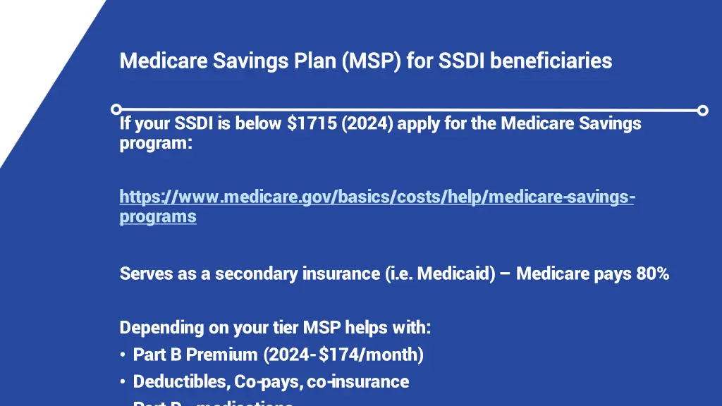medicare savings plan msp for ssdi beneficiaries