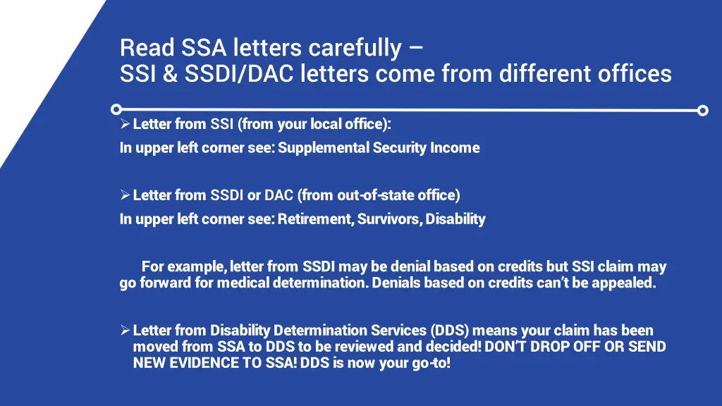 read ssa letters carefully ssi ssdi dac letters