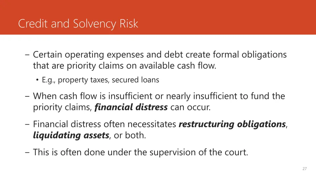credit and solvency risk