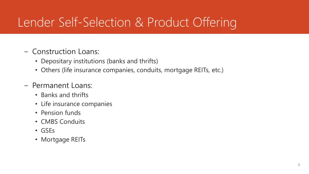 lender self selection product offering