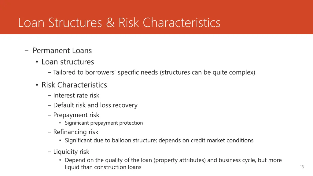 loan structures risk characteristics 1